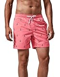 MaaMgic Badehose für Herren Jungen Badeshorts für Männer Schnelltrocknend Surfen Strandhose Surf Shorts mit Mash-Innenfutter MEHRWEG, Anker Pink, L