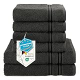 Hammetex 6 teiliges Handtuch Set, 100% Baumwolle Weich Saugstark Qualität Handtücher Set, 2 Badetücher 70x140 cm, 4 Handtücher 50x100 cm, Anthrazit