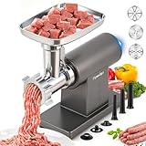 Flyseago - Elektrischer Fleischwolf mit 3200 W hoher Widerstandsfähigkeit, Fleischwolf mit Touch-Steuerung, multifunktionaler Fleischwolf mit Schneidklinge, 3 Mahlplatten, 3 Wurstfüllungen