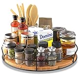 Lazy Susan Holz Drehteller Organizer: 12Inch Drehteller Organizer Küchen Rotierendes Gewürzregal Anti-Rutsch-Gewürzregal Drehbar für Küche Lagerregal Speisekammer Schrank Schrank Tisch Arbeitsplatte