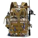 Aceshop Angeltasche, Wasserdichter Angelgerät Rucksack Angelrucksack Military Schultertasche Molle Angeltasche Taktischer Wanderrucksack Multifunktional Militär Rucksack für Angeln Wandern (Gelb)