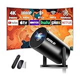 Mini Beamer 4K Projektor Full HD 1080P,Tragbarer Beamer Mit WiFi 6 Bluetooth 5.4,Projektor mit Automatische Trapezialkorrektur,270 ° Drehung HDMI/Tv Stick/USB / PS5, mit Maus und Fernbedienung,Schwarz