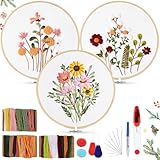 AOTWAN Stickset für Anfänger, Blumenmuster Pflanzen...