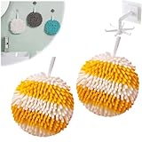 Snrtevu Hand Towel Ball, Absorbent Hanging Hand Towel Ball, Fluff Ball Hand Towel, Quick-Drying Chenille Hand Towel, Soft Absorbent Chenille Hand Towels Ball (Splicing 2,2PCS)