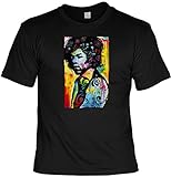 Jimi Hendrix Neon Motiv T-Shirt - Fanshirt : Hendrix - Hendrix Portrait T-Shirt Gr: L