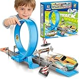 Autorennbahn für Kinder, 14 PCS Rennstrecke Auto Spielzeug Mit 360°-Loopings und 2 Schnellen Rückziehautos, Strecke Spielzeug Geschenk für Jungen ab 3 4 5 6 Jahren