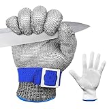Brevanza schnittschutzhandschuhe, kettenhandschuh, schnittfeste handschuhe küche level 9, schnitzhandschuhe edelstahl, austernhandschuh, küchenhandschuhe schnittfest mit Ininnenhandschuhe (Größe L)