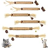 ALTcompluser 6 Stück Katzenminze Sticks, Kausticks für Katzen, Katzen Zahnpflege Spielzeug, Dental Kau-Sticks helfen bei Zahnstein & Mundgeruch Gesund Hygiene Zahnpflege