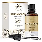 AVD ORGANICS Ätherisches Sandelholzöl 30 ml | 100% rein & natürlich | Sandelholzöl therapeutische Qualität für Haut, Diffusor, Aromatherapie & Klarheit | 1 fl. oz.