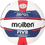 Molten Europe Ball-V5B5000-DE Beachvolleyball, Weiß/Blau/Rot, 5