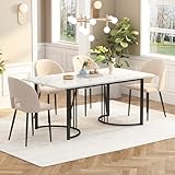 Merax Esstisch 140x80cm, Rechteckiger Marmormuster Esstisch,...