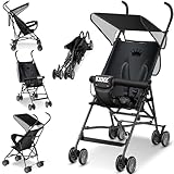 KIDIZ® Kinderwagen CITY Buggy Kinderbuggy klappbar Sportwagen Faltbar 360° 4-Zoll-Räder Inkl. Sonnen- und Regenverdeck zusammenklappbar 5-Punkt-Sicherheitsgurt ab 6 Monate, Schwarz