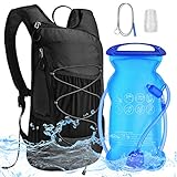 Fahrradrucksack Trinkrucksack Wasserdicht Hydration Rucksack: Herren Outdoor Trinkrucksack mit 2L Trinkblase Leichter Laufrucksack Wanderrucksack Sportrucksack Tagesrucksack Camping Fahrrad MTB Beutel