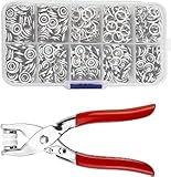 Feste Knöpfe Werkzeug, Druckknopf Set mit Zange, Button Druckknöpfe, 150 Set Ösen Druckknöpfe Nähfrei Buttons Hohle Druckknöpfe Metall Button Schnalle zum Annähen Nähzubehör Sewing Craft