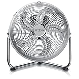 Brandson - Windmaschine Retro Stil - Ventilator in Chrom - Standventilator 30cm - Bodenventilator - hoher Luftdurchsatz - robuster Stand - stufenlos neigbarer Ventilatorkopf - silber
