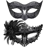 SIQUK 2 Stück Venezianische Masken für Paar - Maskerade...