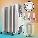 Heidenfeld Ölradiator ÖR200 | 𝟑 𝐉𝐀𝐇𝐑𝐄 𝐆𝐀𝐑𝐀𝐍𝐓𝐈𝐄 - 2500 Watt - Elektrische Heizung - Timerfunktion - Öl Radiator - Elektroheizung - Überhitzungsschutz (Weiß)