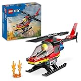 Lego City Feuerwehrhubschrauber, Set mit Hubschrauber-Spielzeug und Pilot-Figur, Feuerwehr-Helikopter für EIN fantasievolles Spielerlebnis, Geschenk für Kinder, Jungen und Mädchen ab 5 Jahren 60411