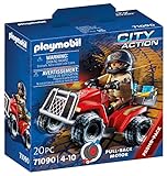 PLAYMOBIL City Action 71090 Feuerwehr-Speed Quad mit Rückzugsmotor, Spielzeug für Kinder ab 4 Jahren