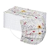 Lulupi 50 Stück Blume Einmal-Mundschutz,Einweg Erwachsene Mundschutz Löwenzahn Motiv Bunt Gedruckt Halstuch Mund und Nasenschutz,Atmungsaktiv Bandanas Maske Halstuch Herren Damen