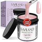 Saviland Hellrosa Aufbaugel – 100g/3.53 oz Hartgel für Nägel Große Kapazität, Aufbaugel Für Gelnägel, Nagelfestigungsgel für Nagelverlängerung Nail Art Maniküre U V Builder Nagelgel für Nagelstudio