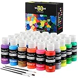 Magicfly Fingerfarben Kinder Ungiftig 30 x 60 ml, Fingermalfarben für Kinder mit 3 Bürsten, Verschiedene Glitzer, Metallic, Neonfarben, Fingerfarbe vermalbar mit Pinsel, Schwamm, Spachtel und Fingern