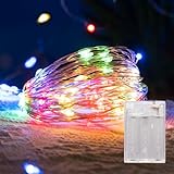 LEECOCO Lichterkette Batterie, Micro LED Lichterkette AA Batterie betrieb für Weihnachten, Schlafzimmer, Party, Hochzeit,Halloween Deko (Mehrfarbig, 5m)