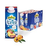 Pfanner Eistee Pfirsich – 8 x 750 ml Vorratspack - direkt aufgebrühter Tee mit Pfirsichsaft – Ice Tea Karton