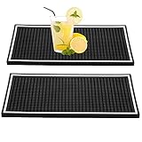 Jucoan 2 Pack Bar Matte, 30 x 15 x 1 cm Thicken Rubber Bar Service Matte, Heavy Duty Anti-Rutsch-Arbeitsplatte Drink Spill Mats für Coffee Shops, Bar, Haus und Hotel