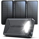 Power Bank 63200mAh:Solar Wireless Powerbank mit 3 Solarpanel PD22.5W, USB C Schnellladung Outdoor Externe Akkus große Tragbares Ladegerät mit SOS Taschenlampen Digitalanzeige für Outdoor,Camping