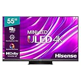 Hisense 55U81HQ Mini LED 4K ULED Smart TV - 139 cm (55 Zoll)Dolby Vision IQ & Atmos/ 120Hz Panel/ Game Mode Pro/ UHD AI Upscaler/HDR10+/Bluetooth/Alexa Built-In/Google Assistant/anthrazit[2022]