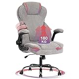 Fantasylab Bürostuhl 180KG Chefsessel Bürostuhl Stoff Schreibtischstuhl Ergonomischer Drehsessel XXL Office Chair, Grau