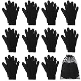 Cooraby 12 Paar Winter Magic Handschuhe Dehnbare Warme Strickhandschuhe mit Netz-Aufbewahrungstasche für Männer oder Frauen