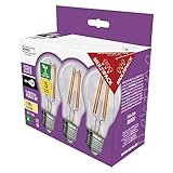 EMOS LED Lampe Edison A60 3er Pack, 5W Ersatz für 75W Glühbirne, A Klasse Vintage-Birne mit E27 Sockel, Helligkeit 1060 lm, Warmweiß 2700 K, extra lange Lebensdauer 50000h, CRI min. 80, 300°