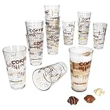MamboCat 6er Set Candy Latte Macchiato Gläser mit Schrift-Dekor I 380 ml I stapelbare Kaffee-Gläser für EIS-Kaffee, Cafe au Lait, Frappé & Co.