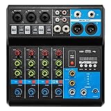 5 Kanal Stereo Sound Mischkonsole, Live Mischpult Professionelles mit USB Bluetooth, DJ Audio Sound Mixer Konsole für Karaoke, Singen, Heim-KTV, Aufnahmestudios, Live-Streaming, 48V Phantomspeisung