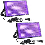 CREATESTAR 2er LED Schwarzlicht Strahler 150W, UV Strahler Flutlicht, 395-400nm, IP65 Wasserdicht Partylicht Scheinwerfer für Bar Halloween Aquarium Neonfarben Fluoreszierende Effekte