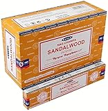 Satya Nag Champa Räucherstäbchen aus Sandelholz, gelb, 12 Stück