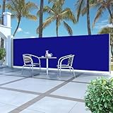 Seitenmarkise für Terrasse, einziehbar, 160 x 500 cm, Blau