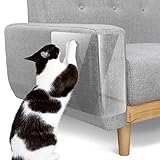 Pawaboo Katze Kratzschutz, 10 Pack Doppelseitig Kratzpads für Katzen mit Selbstklebend Katze Kratzschutzfolie mit 60 Polster Nägel Katze Krallen Guards Pads für Sofa Möbel Tür Kratzschutz, Weiß