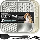 Lesipee Leckmatte Hund, 2 Stück, Schleckmatte Hund mit Silikonspatel und Bürste, Hundespielzeug, Futtermatte für Butter, Joghurt, für Hundebaden, Trainieren, Fellpflege & Klauenpflege, BPA-frei
