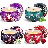 Purpledi Duftkerzen Geschenkset, geschenke Weihnachten-Kerze,4St 100% Natürliches Sojawachs Aromatherapie Kerzen für Weihnachten,Bad,Aromatherapie,Stressabbau Und Entspannung des Körpers,Tragbare