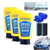 Sopami Oil Film Cleaning Emulsion, Sopami Oil Film Emulsion Glass Cleaner, Car Glass Oil Film Cleaner, Glass Oil Film Remover, Auto Glass Oil Film Cleaning Milk (3PCS)