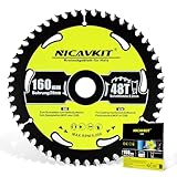 NICAVKIT Ø160 x 20 mm Kreissägeblatt für Holz (Sägeblatt für Holz, Ø160 x 20 x 2,2 mm, 48 Zähne, Zubehör Kreissäge) Hartmetall-Zähne Kreissägeblätter, Geeignet für Weich- und Hartholz