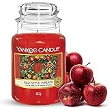 Yankee Candle Duftkerze im Glas (groß) – Red Apple Wreath – Kerze mit langer Brenndauer bis zu 150 Stunden – Perfekte Geschenke für Frauen