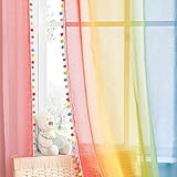 NICETOWN Kinderzimmer Vorhänge mit Bunten Pompons Voile...