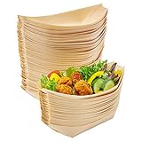 MATANA 100 Schiffchen Snackschalen, 21x11cm - Bambus Schalen, Einwegschalen, Pommesschalen - Stabil, Umweltfreundlich & Biologisch Abbaubar - Hochzeiten, Geburtstage, Grillpartys