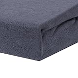 Molton Spannbettlaken | Farbenfrohes Thermo Fleece | Spannbetttuch, Bettlaken in vielen Größen und Farben (90 x 190 cm - 100 x 200 cm, Anthrazit/Grau)