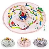 all Kids United® Kinder Spielzeug-Beutel Aufbewahrungsbeutel Ø 140cm Spielzeugsack Aufräumsack & Spieldecke mit Kordelzug (Pink)