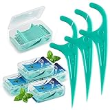 Zahnseide 300 Stk. Zahnseide Sticks Minze Zahnseide Zahnstocher mit Geschmack Mint Kunststoff Dental Floss Sticks Zahnpflege Dental Sticks Zahnreinigung Zwischenräume Zahnseidensticks - 5x60er